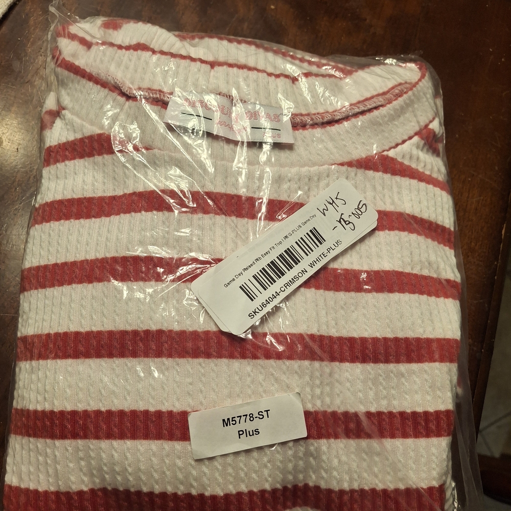 The Game Red and White Striped Ribbed Tunic